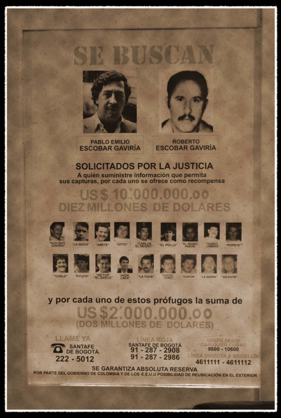 Pablo Escobar and Roberto Escobar's Wanted Poster 