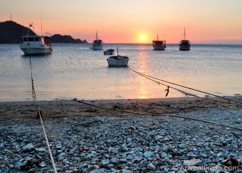 Sunset with boats in Taganga 