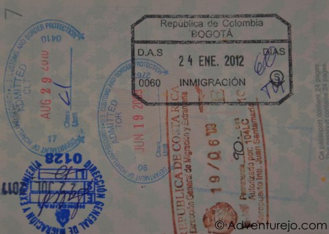 passport with colombia stamp